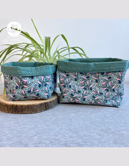 Panière en tissu fait main verte