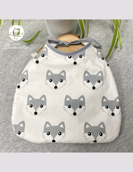 Grand bavoir bébé éponge fait main loup