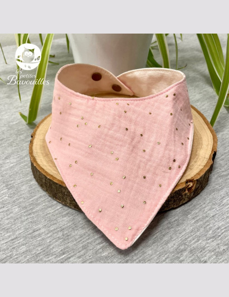 Bavoir bandana imperméable double gaze pois doré Bavoir bandana imperméable double gaze pois doré