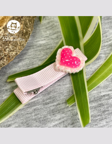 Barrette cheveux fille anti glisse cheveux fin coeur rose