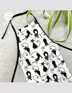 Tablier de cuisine bébé - 4ans personnalisé et fait main black cat