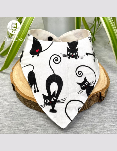 Bavoir bandana imperméable fait main black cat