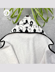 Grande cape de bain fait main black cat