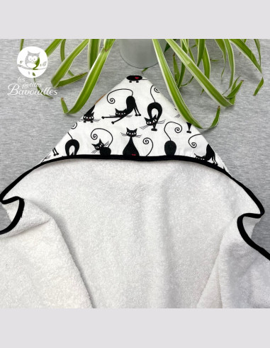 Grande cape de bain fait main black cat