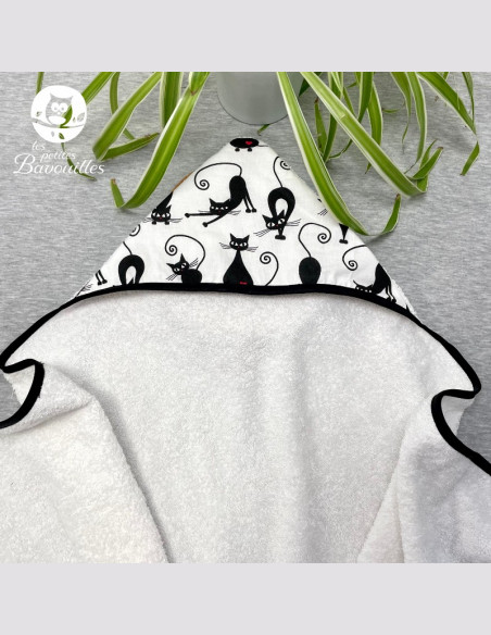 Grande cape de bain fait main black cat
