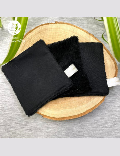 Coton réutilisable lavable tout doux fait main noir