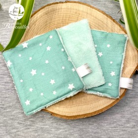 Coton lavable étoile vert d'eau