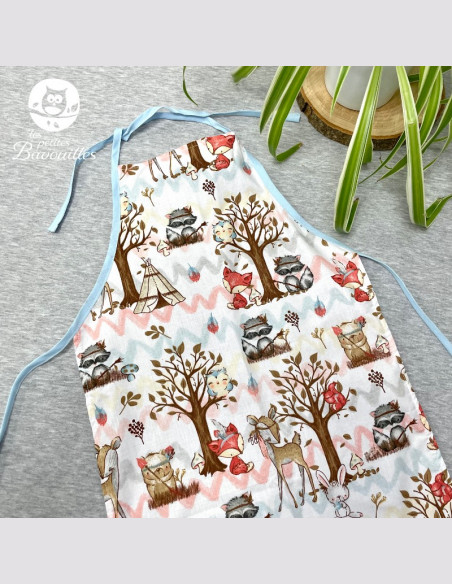 Tablier de cuisine enfant 5-12ans personnalisé et fait main indien de la foret
