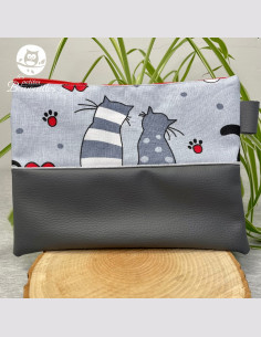 Trousse plate Mam'Zelle chat gris