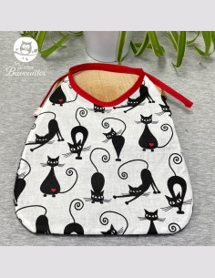 Grand bavoir bébé éponge fait main black cat