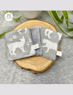 Coton réutilisable lavable tout doux fait main chat gris