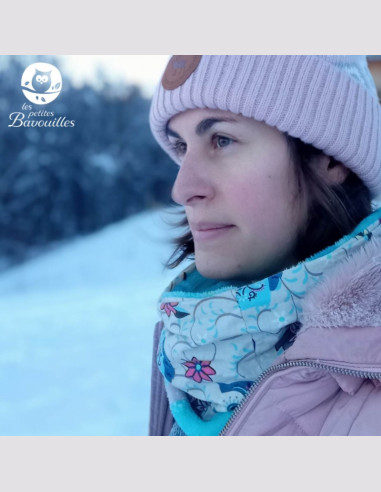 Snood ado adulte fleur bleue