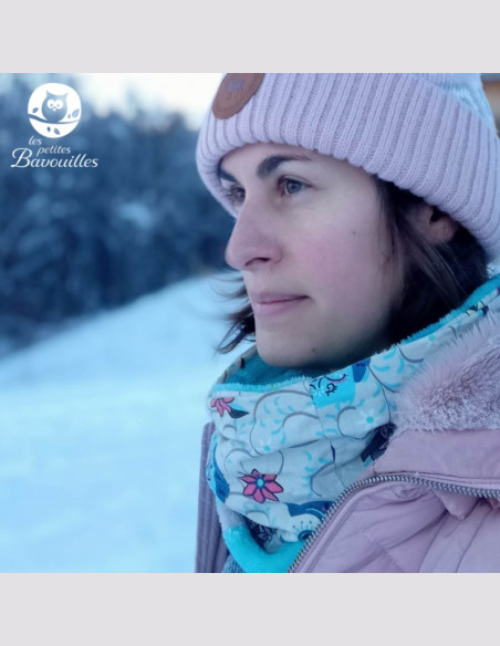 Snood ado adulte fleur bleue