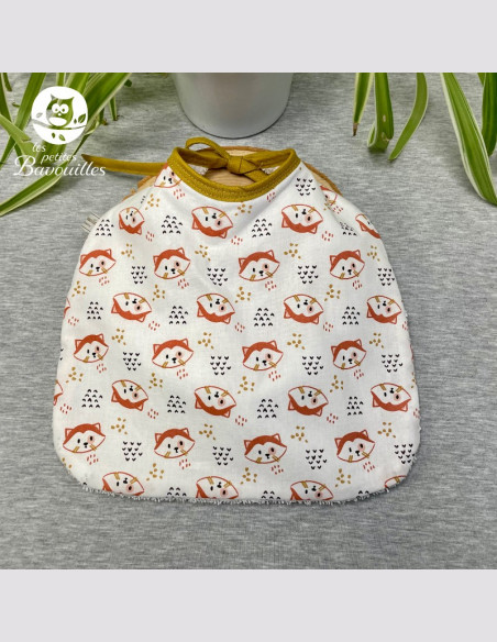 Grand bavoir bébé éponge fait main panda roux