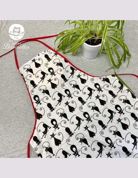 Tablier de cuisine ado et adulte fait main en France black cat Tablier de cuisine ado et adulte fait main en France black cat