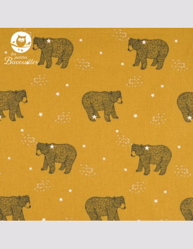 Couverture polaire fait main ours moutarde