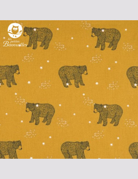 Couverture polaire fait main ours moutarde