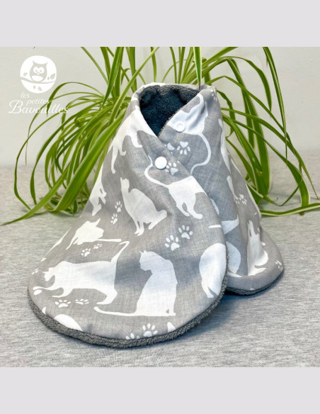 Bavoir naissance - 2ans chat gris