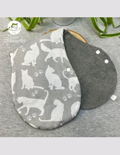 Bavoir naissance - 2ans chat gris