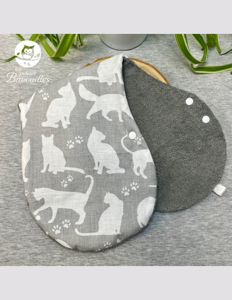 Bavoir naissance - 2ans chat gris