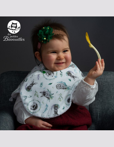 Bavoir naissance - 2ans animaux fleuris