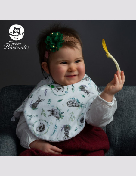 Bavoir naissance - 2ans animaux fleuris