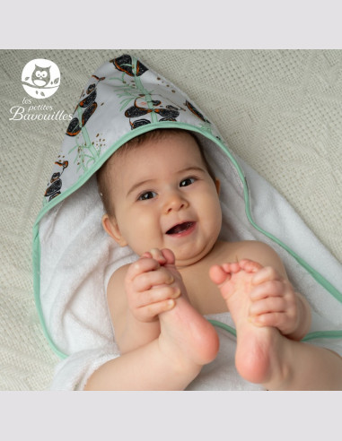 Grande cape de bain fait main animaux fleuris