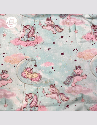 Bavoir naissance - 2ans licorne vert d'eau
