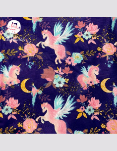 Grand bavoir bébé éponge fait main licorne marine 2
