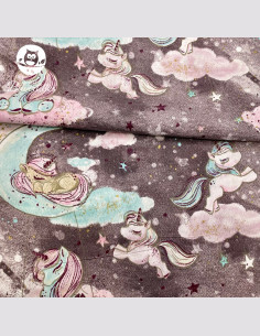 Grand bavoir bébé éponge fait main licorne grise 2