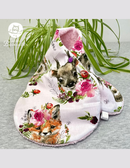 Bavoir naissance - 2ans animaux fleuris
