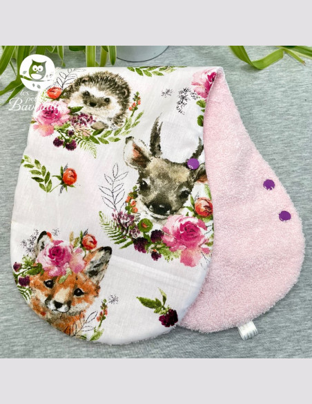 Bavoir naissance - 2ans animaux fleuris
