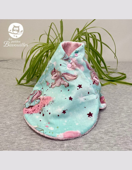 Bavoir naissance - 2ans licorne vert d'eau