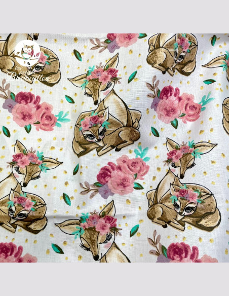 Grand bavoir bébé éponge fait main biche Grand bavoir bébé éponge fait main biche