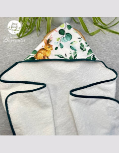 Grande cape de bain fait main  lapin aquarelle
