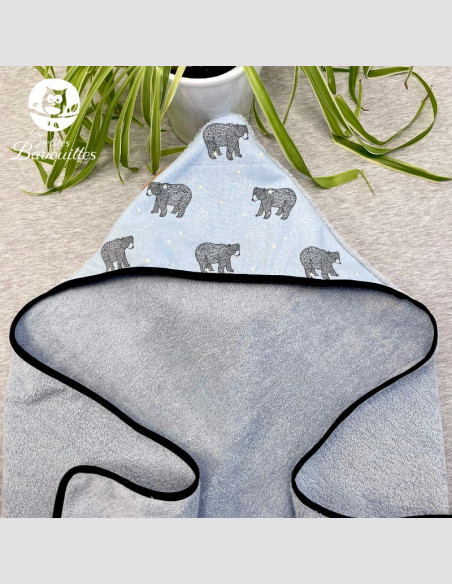 Grande cape de bain fait main ours bleu Grande cape de bain fait main ours bleu