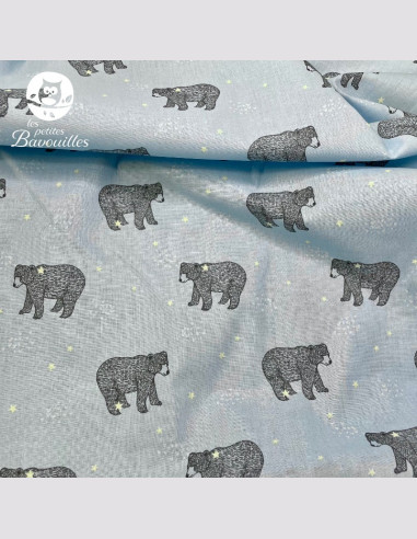 Grand bavoir bébé éponge fait main ours bleu