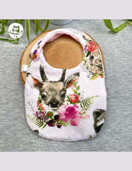 Bavoir naissance - 2ans animaux fleuris Bavoir naissance - 2ans animaux fleuris