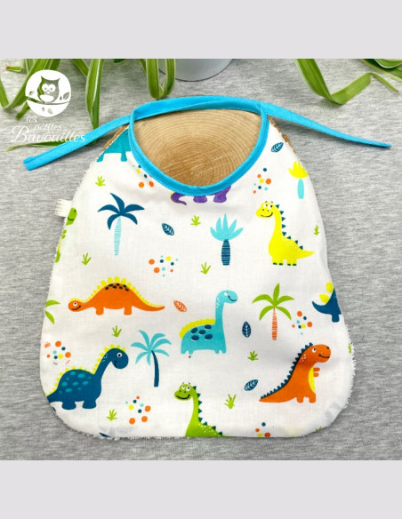 Grand bavoir bébé éponge fait main dino