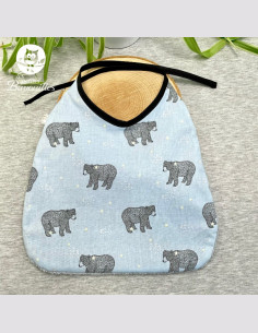 Grand bavoir bébé éponge fait main ours bleu