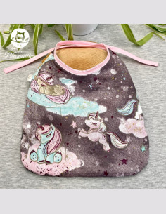 Grand bavoir bébé éponge fait main licorne grise