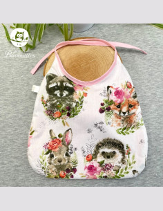 Grand bavoir bébé éponge fait main animaux fleuris