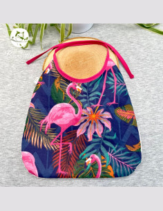 Grand bavoir bébé éponge fait main flamant rose