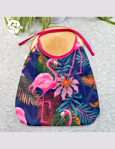 Grand bavoir bébé éponge fait main flamant rose