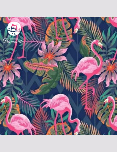 Grand bavoir bébé éponge fait main flamant rose 2