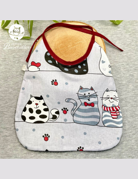 Grand bavoir bébé éponge fait main gros chat