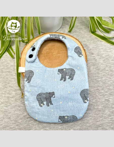 Bavoir naissance - 2ans ours bleu Bavoir naissance - 2ans ours bleu