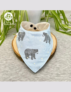 Bavoir bandana imperméable fait main ours bleu