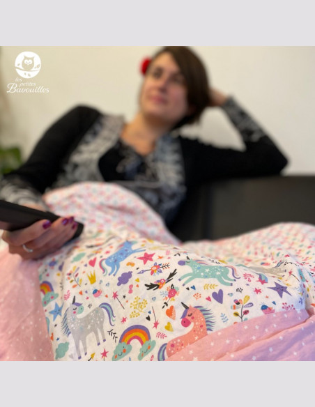 Couverture polaire fait main animaux nuit