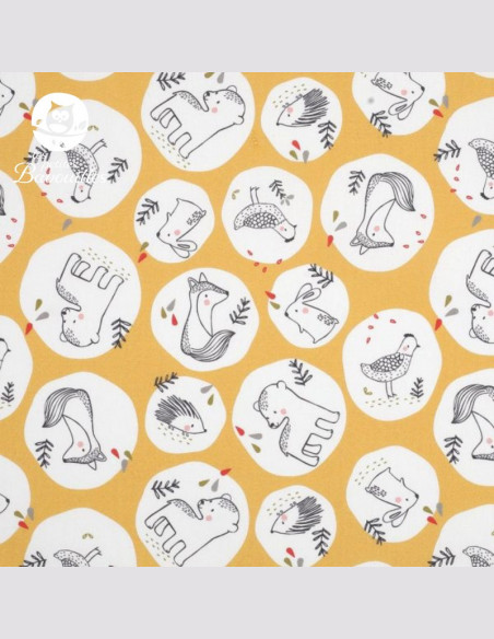 Doudou bébé carré plat tout doux fait main avec étiquette animaux jaune